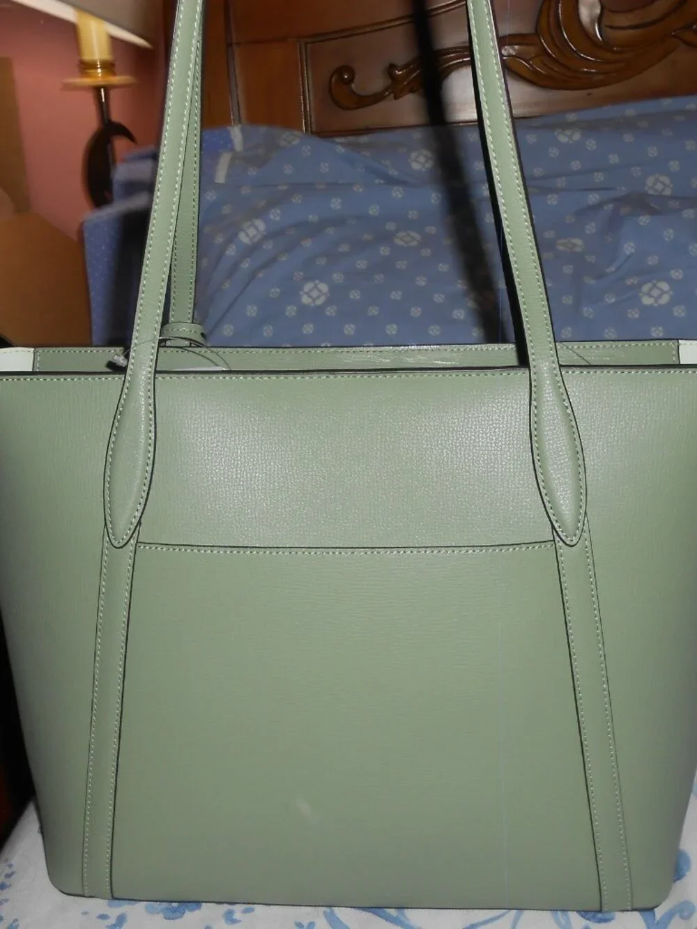 NWT Kate Spade Balsam Green Leather Large Tote Very Elegant